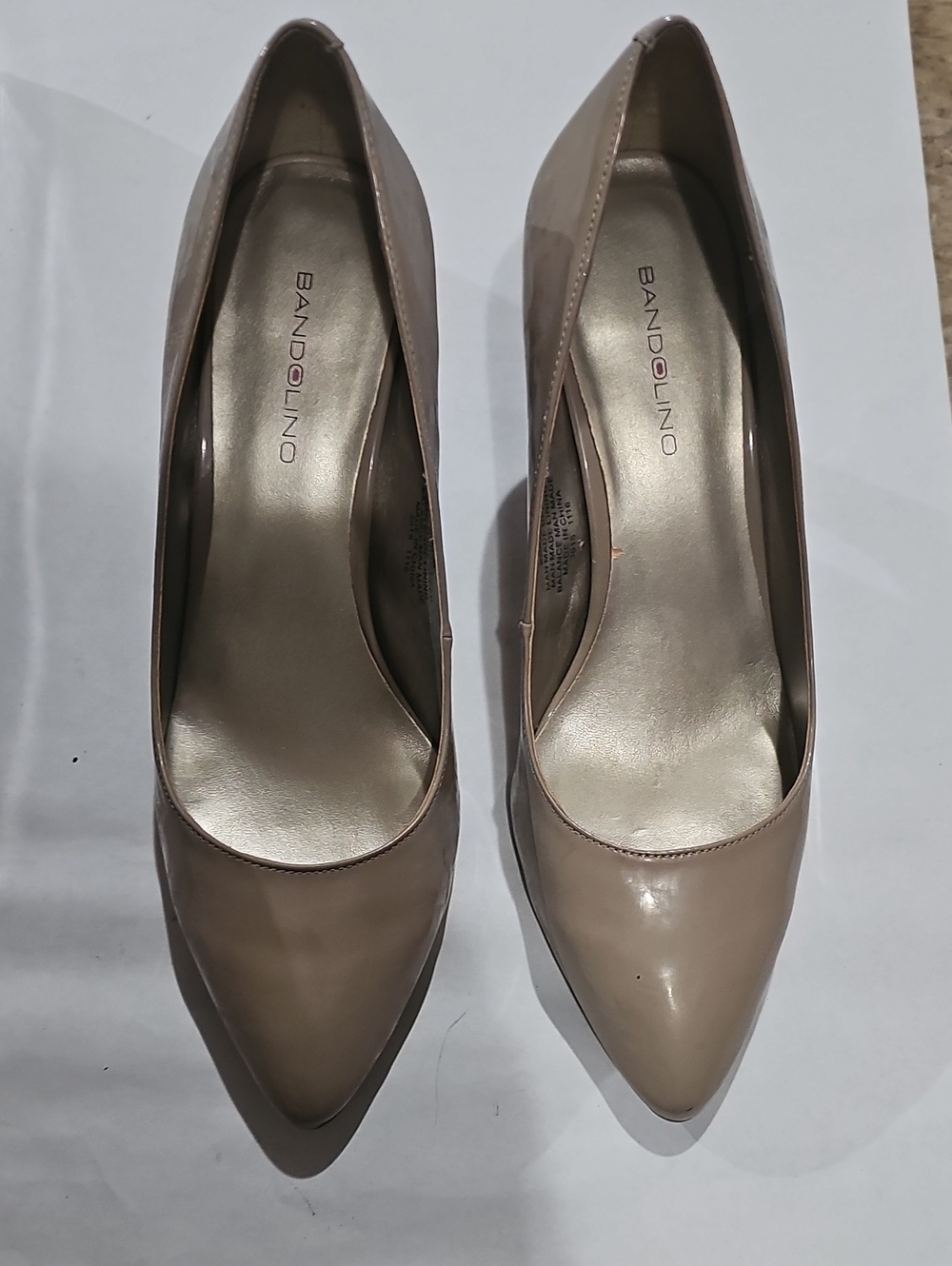 Bandolino Patent Pointed-Toe Pumps in Nude Taupe